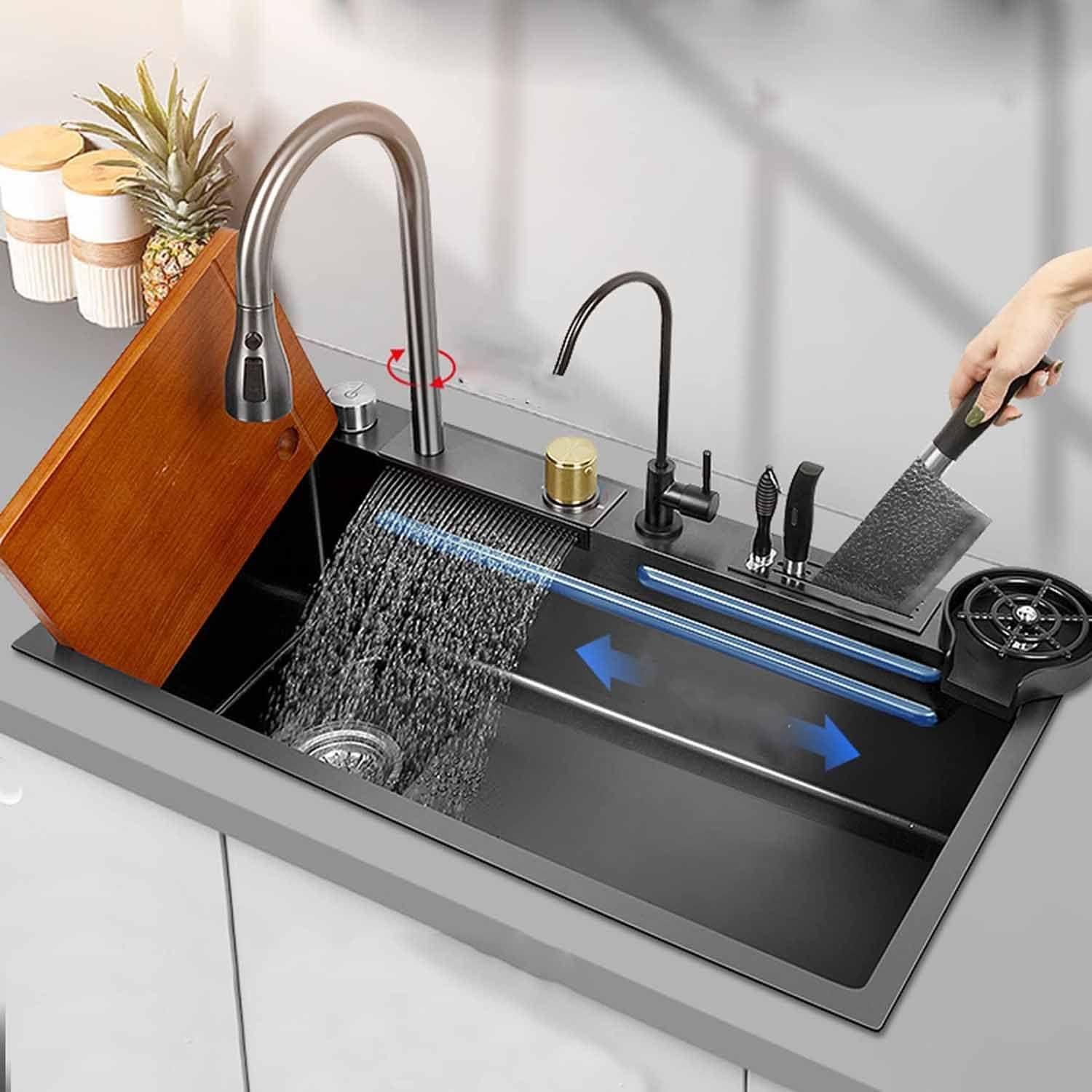 Kitchen sink Flying rain waterfall sink Household sink, dishwasher basin Single sink Workstation