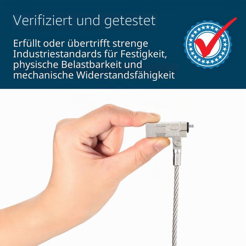 Kensington Slim NanoSaver 2.0 EQ Notebook-Schloss & Schlüssel, abschließbares Sicherheitsband für ultradünne Notebooks, universelle Passform, 1,8 m starkes Karbonstahlkabel (K60630WW)