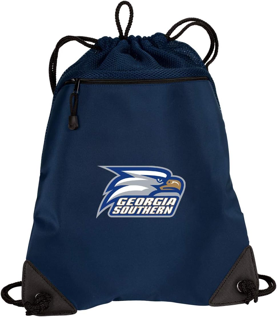 Broad Bay Georgia Southern Drawstring Backpack GS Eagles Logo Cinch Bag - UNIQUE MESH & MICROFIBER
