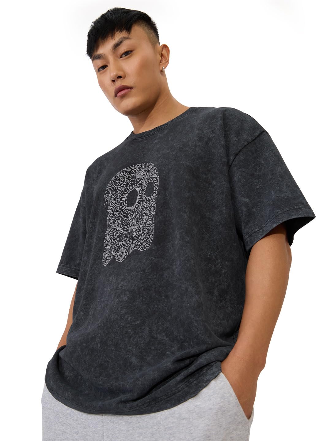 The Souled Store Men's Black Oversized T-Shirt Black-272738 - Image 1