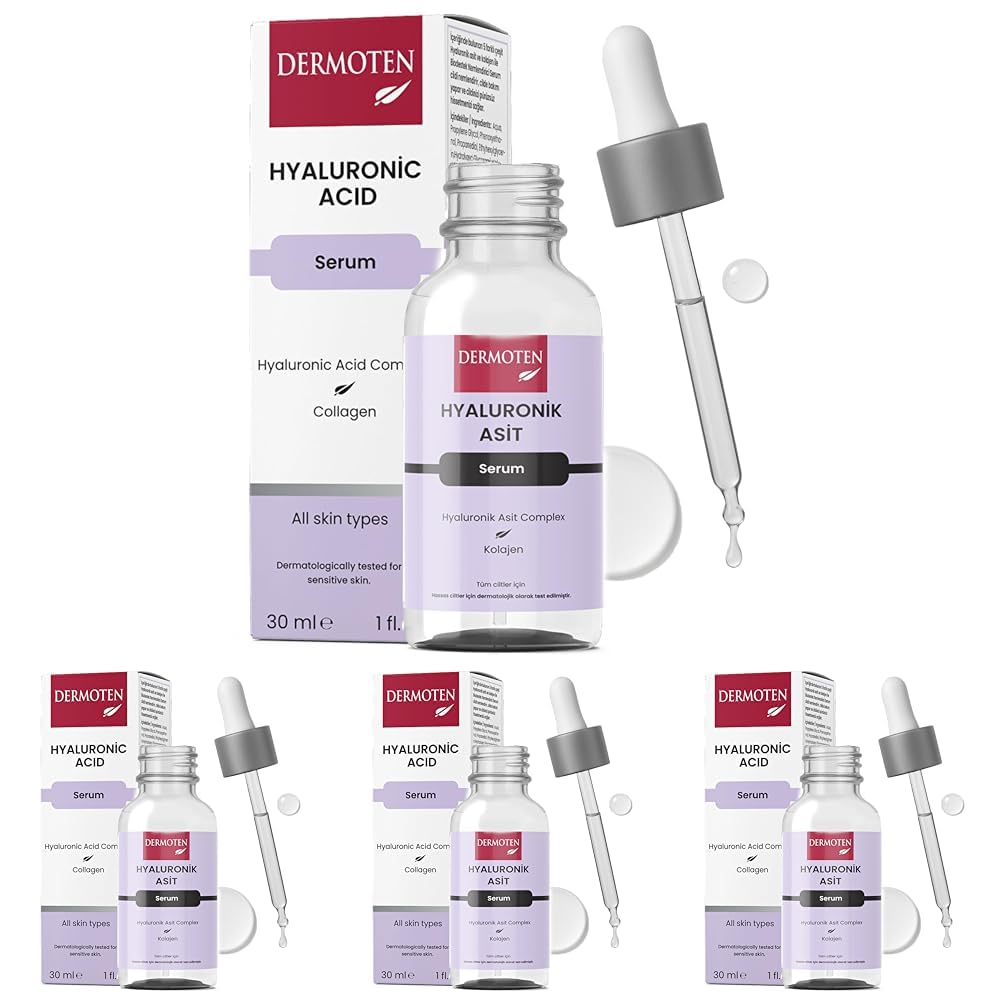 Dermoten Hyaluronik Asit Nemlendirici Cilt Bakım Serumu 30 ml (4 paketi)