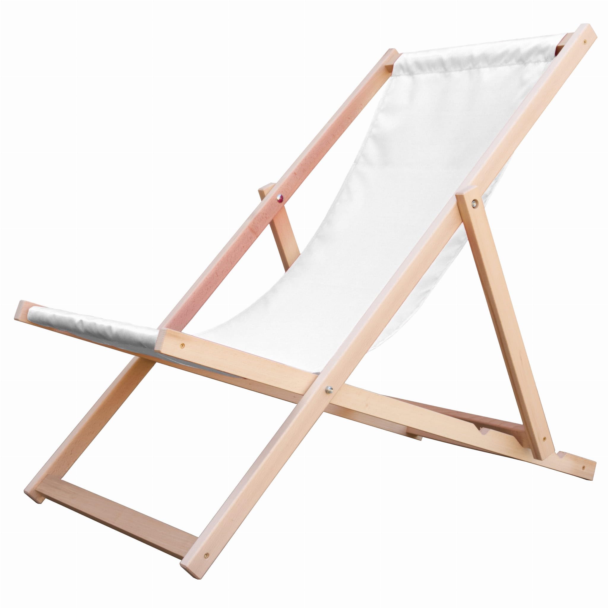 Merino Wool Sun Lounger Hardwood Sun Lounger Garden Lounger Adjustable Easy Folding Garden Balcony Beach Wooden Folding Chairs Natural Wood Lounger TRADITIONAL (White)