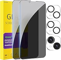Vista 10 de PEHAEL 2+2Pack para iPhone 15 Pro protector de pantalla de privacidad con protector de lente de cámara, cobertura completa, película de vidrio