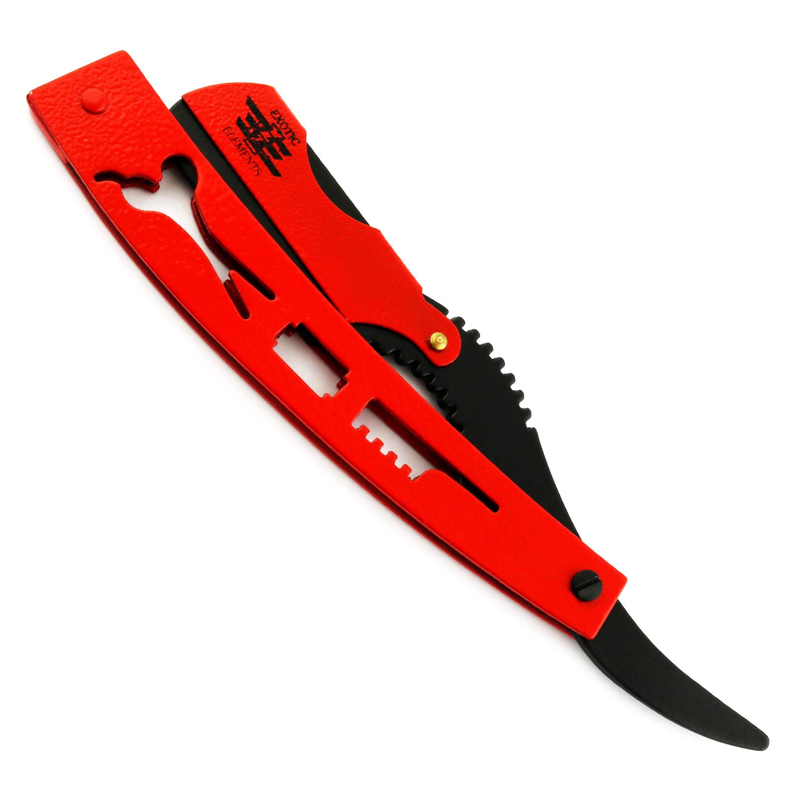 Amazing Design Straight Edge Barber Shaving Razor - Red and Black - Free Blades