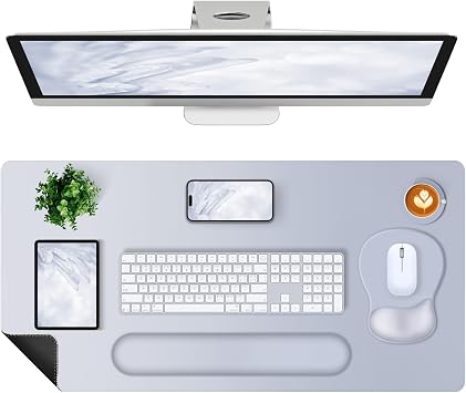 4-in-1 Large Gaming Mouse Pad, Keyboard Wrist Rest Pad & Wrist Support Mousepad Set, Extended Desk Pad Waterproof Desk Mat Protector for Home Office Decor Study Game 35.415.7 Inches I Gradient Gray