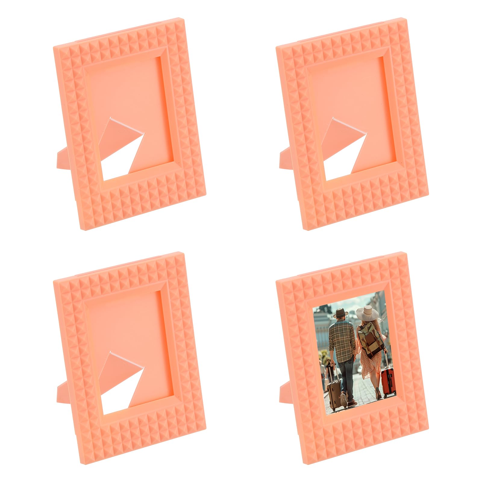 Cadre photo rustique 4.5x6.1 cm pour embellir votre bureau de petites photos orange