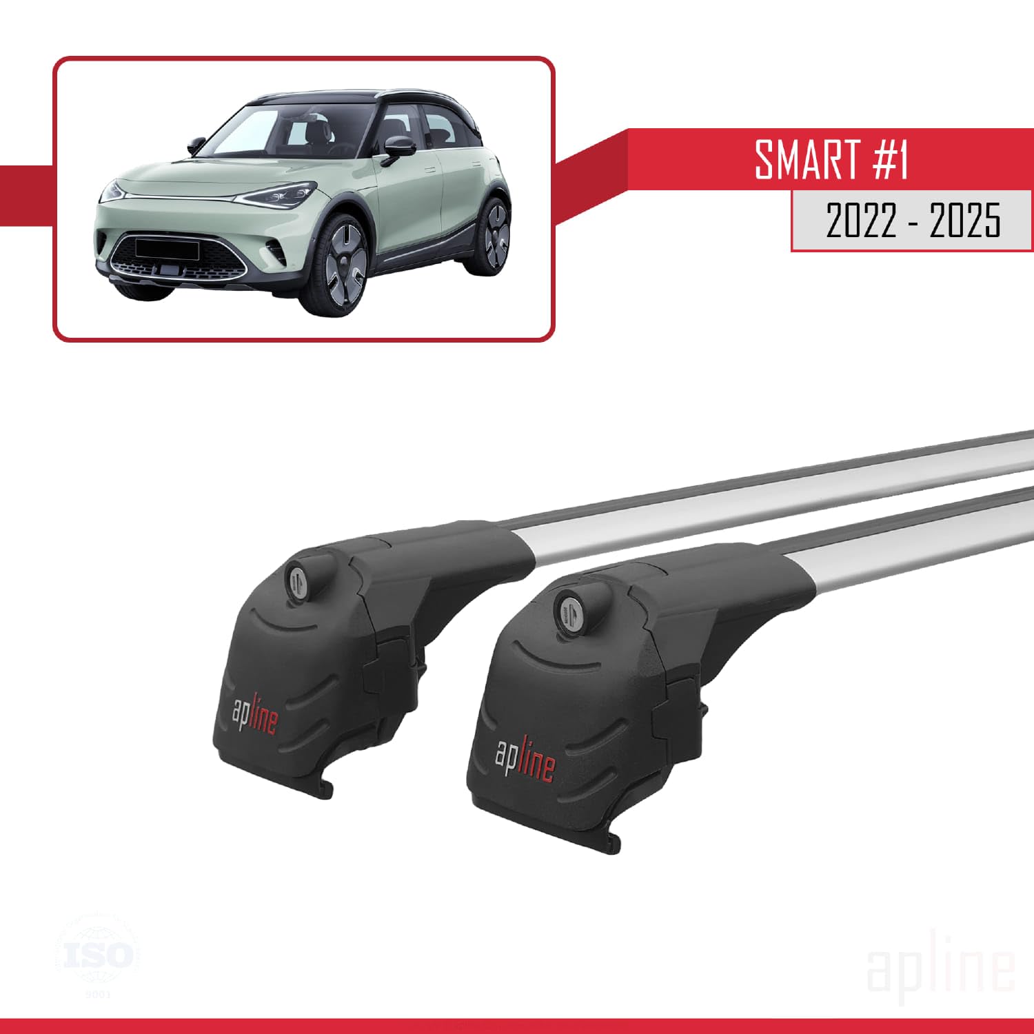 Compatible con Smart #1 2022-2026 Ace-2 Modelo Barras de Techo Auto Portaequipajes Barras Transversales Gris Aluminio Barras