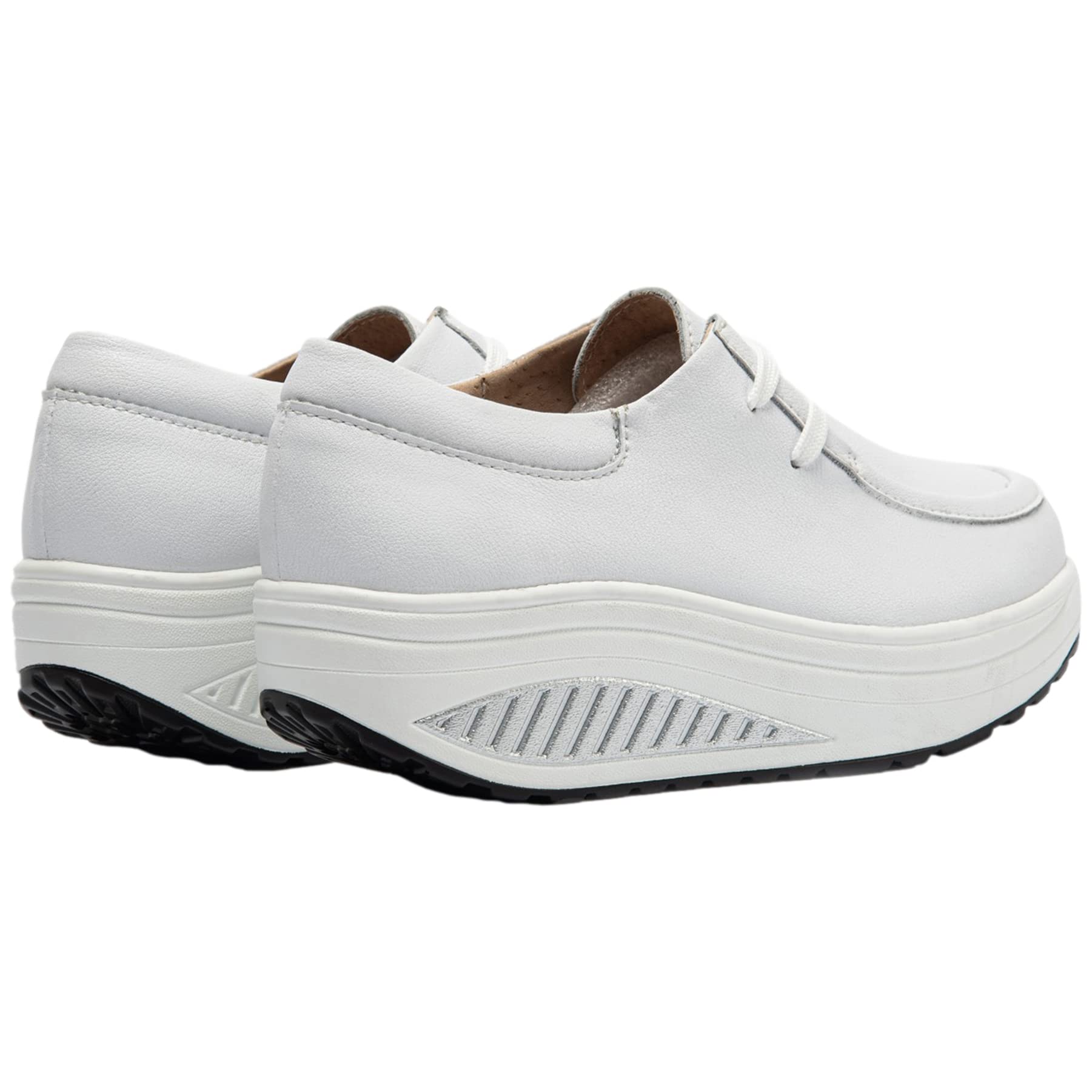 rismart Cuero Plataforma Zapatillas Balancin Mujer Cómodo Casual Caminar Zapato