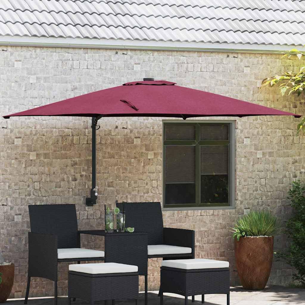 Garten-Sonnenschirm Sand 248,5 x 247,5 x 160 cm Wandsonnenschirm kippbar mit Handkurbel, Wandmontage Schirm für Balkon, Terrasse und Garten, robuster Schattenspender