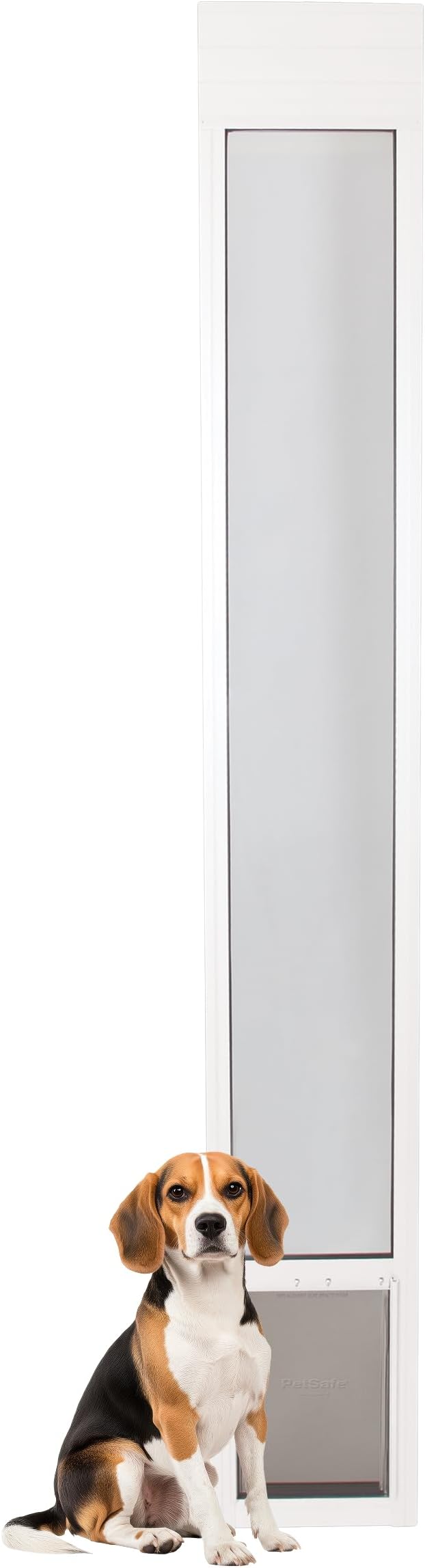 PetSafe 1-Piece Sliding Glass Pet Door for Dogs & Cats- Adjustable Height 75 7/8" to 81"-Medium, White, No-Cut DIY Install Aluminum Patio Panel Insert, Great for Renters or Seasonal Installation