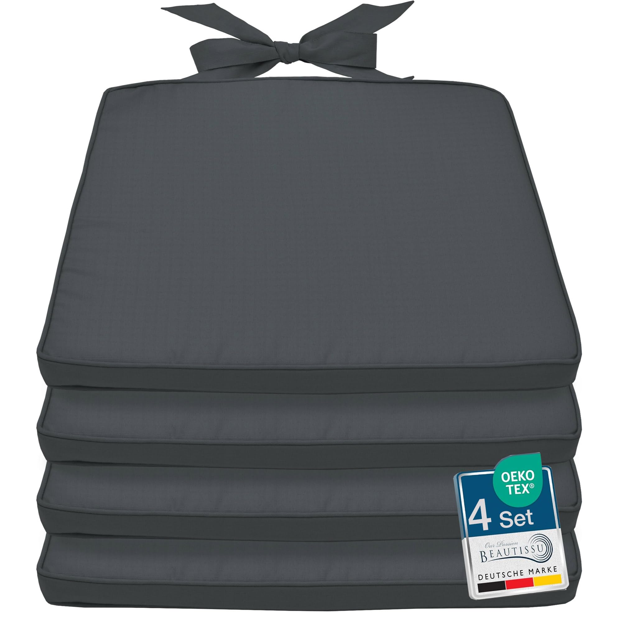 NatureMark 4-delige Set Stoelkussens met Banden 40x40 cm - Gevuld
