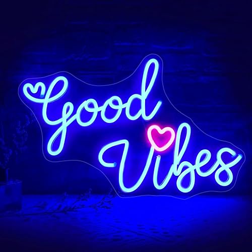 Good Vibes - Letrero de neĂłn para decoraciĂłn de pared, regulable, alimentado por USB, luz de neĂłn LED Good Vibes para fiesta y regalo (rosa, 15.3 x Good Vibes - Letrero de neĂłn para decoraciĂłn de pared, regulable, alimentado por USB, luz de neĂłn LED Good Vibes para fiesta y regalo (rosa, 15.3 x