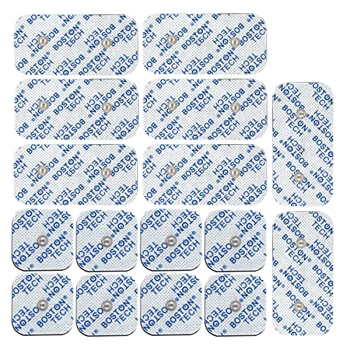 Lot de16 électrodes mixtes Boston Tech | Patch compatible avec les appareils COMPEX | Electrostimulateur TENS et EMS avec connexion par bouton pression de 3,75 mm Cover