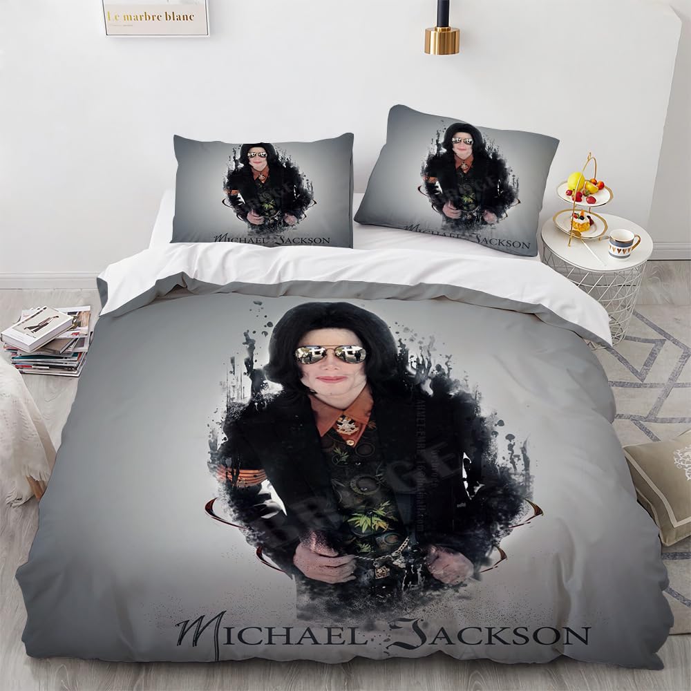 Shaari Duvet Cover Set Single 135 x 200 cm Michale Jacksen Polyester 3 Piece Bedding Set 2 Pillowcase Kids Quilt Cover Closure