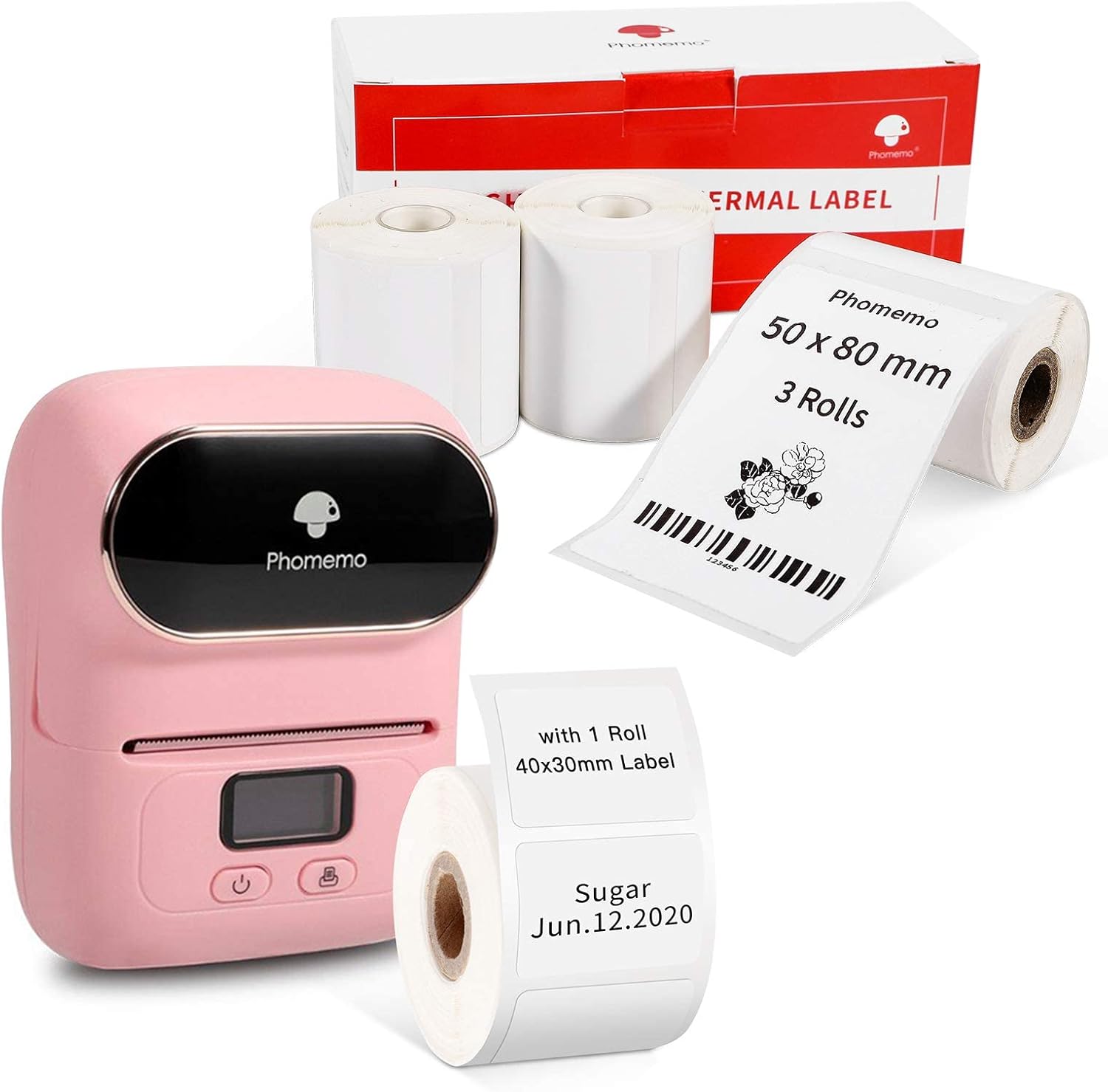 Phomemo M110 Bluetooth Label Maker with 3 Rolls 1.96’’ x 2.75’’ (50x70mm) Thermal Labels- Thermal Label Maker Printer Apply to Labeling, Office, Cable, Retail, Barcode, Compatible with Android & iOS