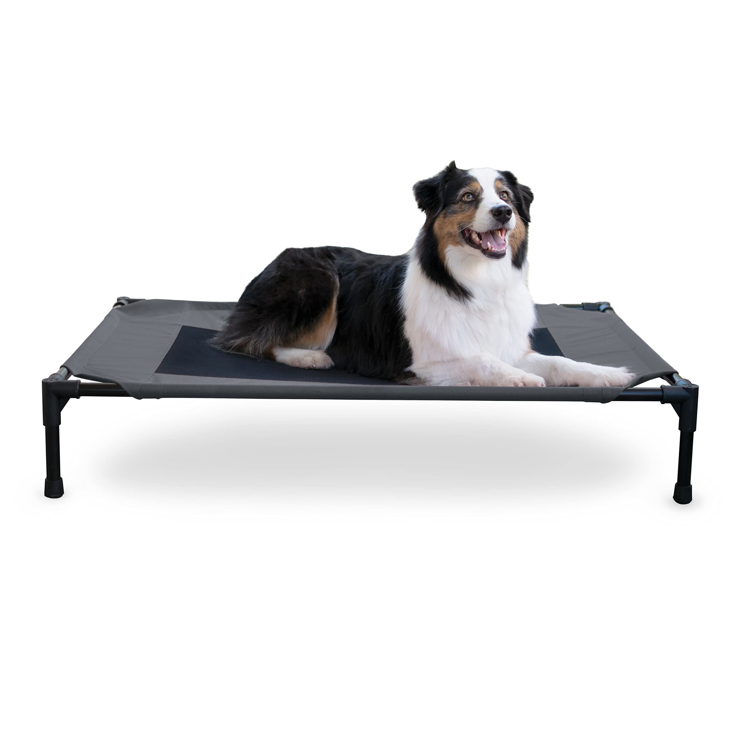 K&H Pet Products Outdoor Elevated Dog Cot, Breathable Cooling Elevated Cot Hammock Pet Bed for Large Dogs, Washable Mesh Cover, Raised Metal Frame, Collapsible, Portable - Large 42 X 30in Charcoal