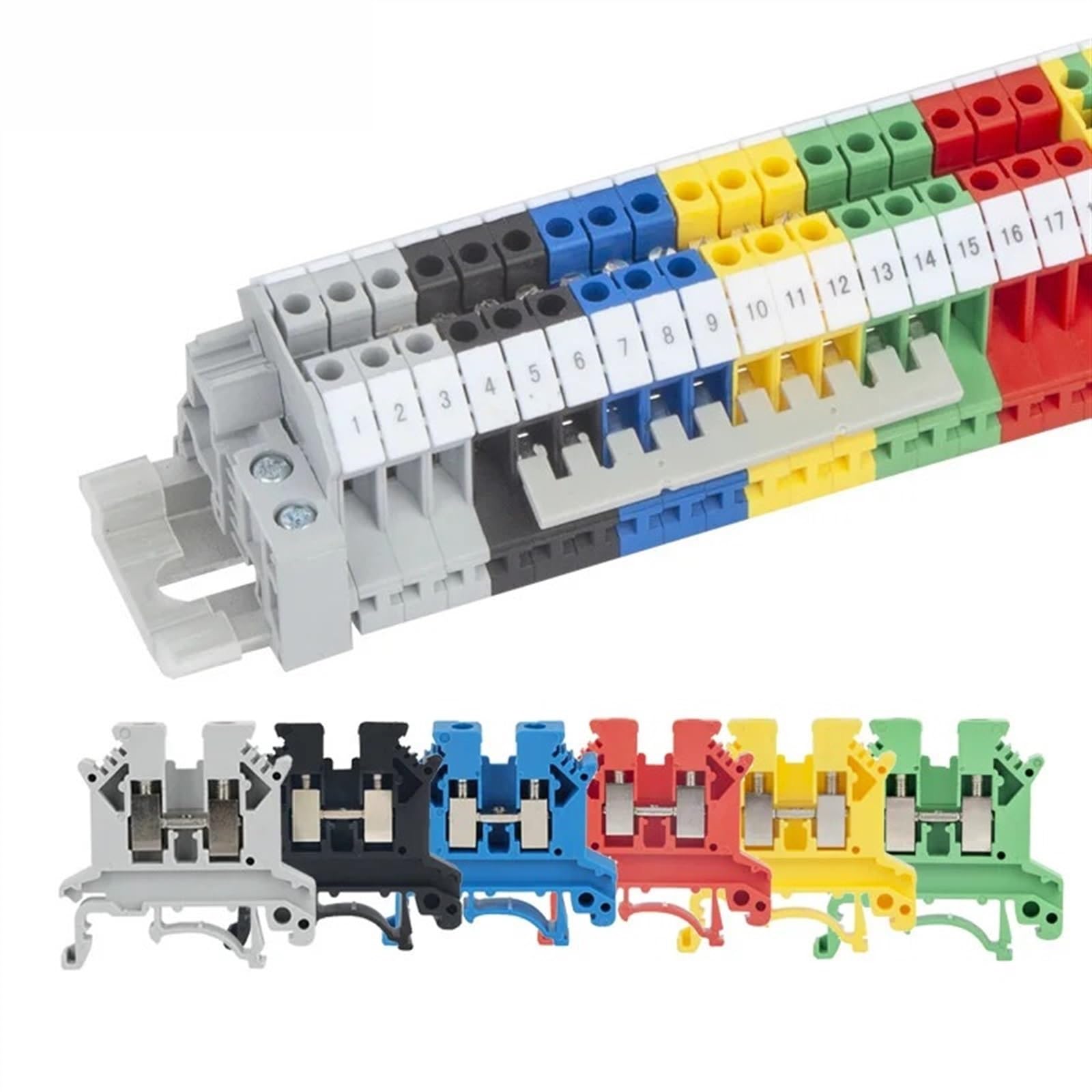 10 pz UK 2.5 Morsettiera UK2.5B Collegamento A Vite Collegare La Striscia 2.5B 2.5mm² Cavo Elettrico Din Rail Filo Connettore (Color : Black)