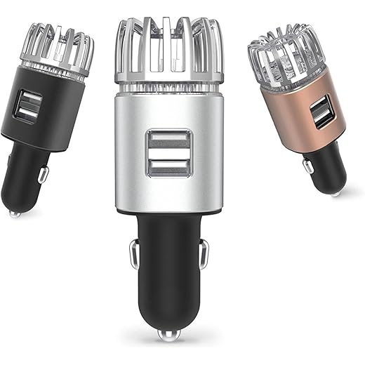 Merishopp 2 in 1 Car Air Purifier Ionizer with Dual USB Char
