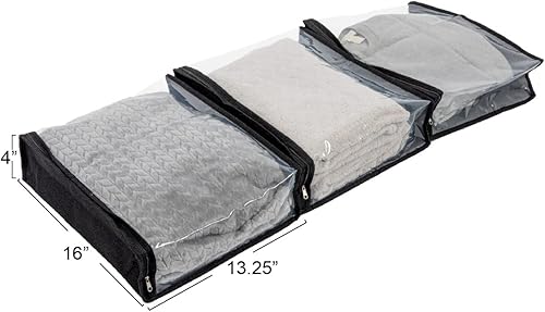 Miniatura 3 de Household Essentials Bolsas de almacenamiento para suéter con cremallera para debajo de la cama con panel de visión transparente, juego de 3, color