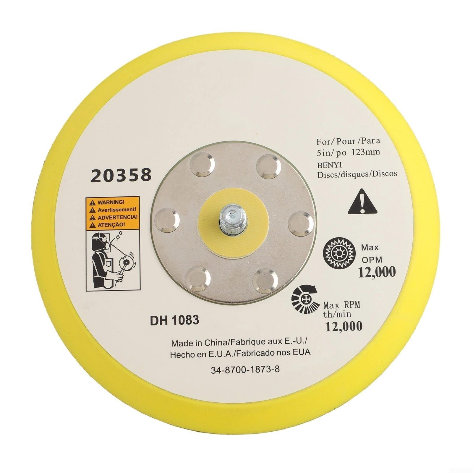 Platorello di supporto per sistemi di levigatura pneumatica con attacco filettato M6 e M8 (12,7 cm) di diametro 5,1 cm, 7,6 cm