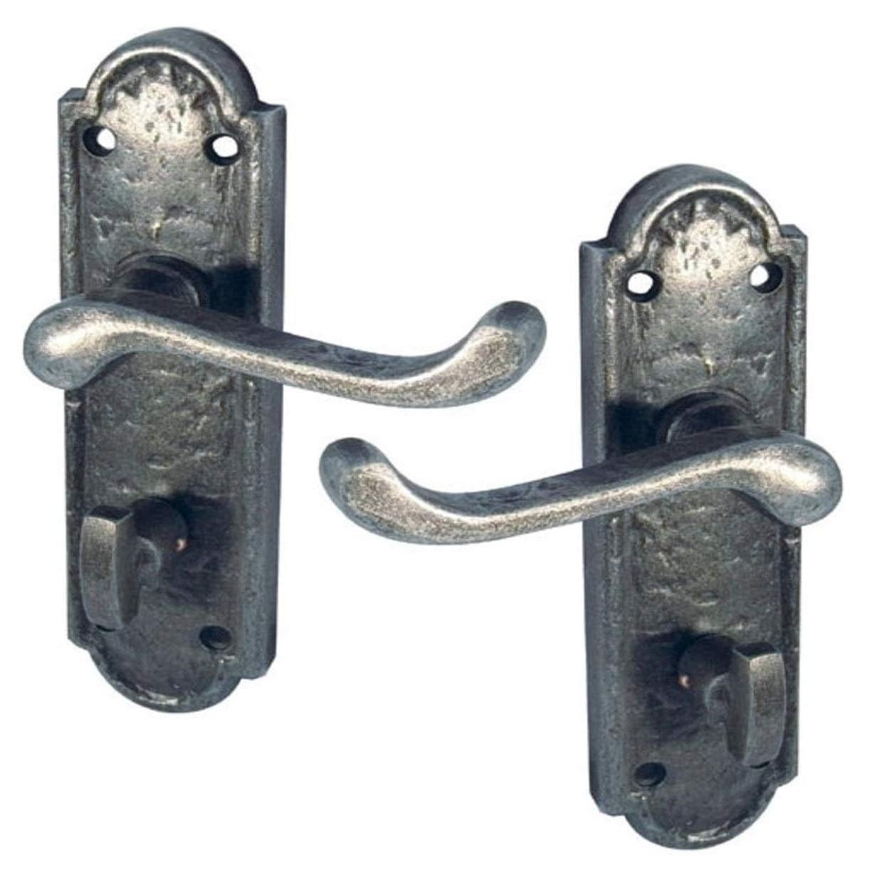 Turnberry Handforged Iron Pewter Internal Lever Door Handle Set PEW300/B PEW 301 (Bathroom Handle PEW300B)