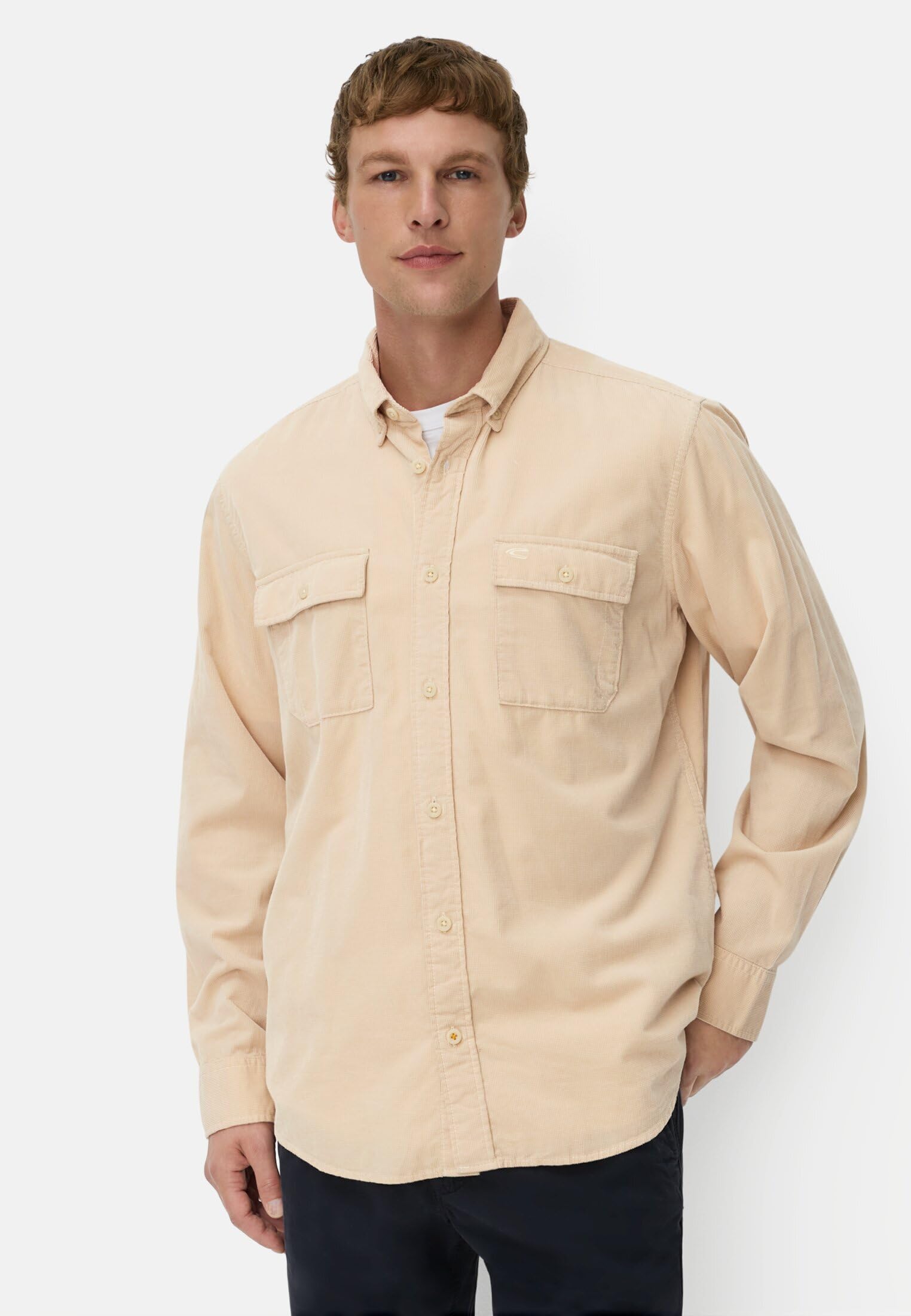 camel active Herren Langarmhemd mit aufgesetzten Taschen