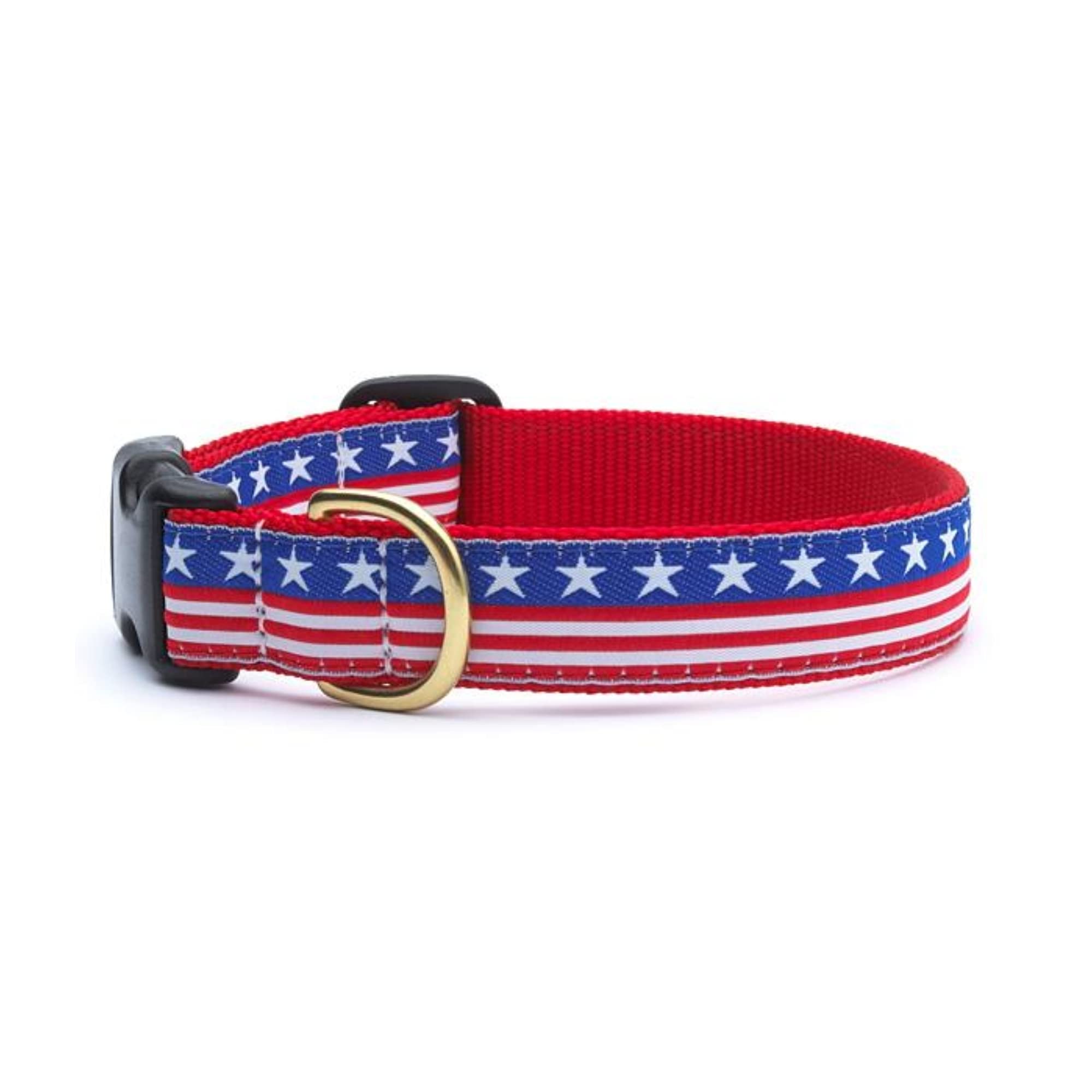 Up Country Stars and Stripes Dog Collar, Large (15 to 21 inches) 1 inch Wide Width