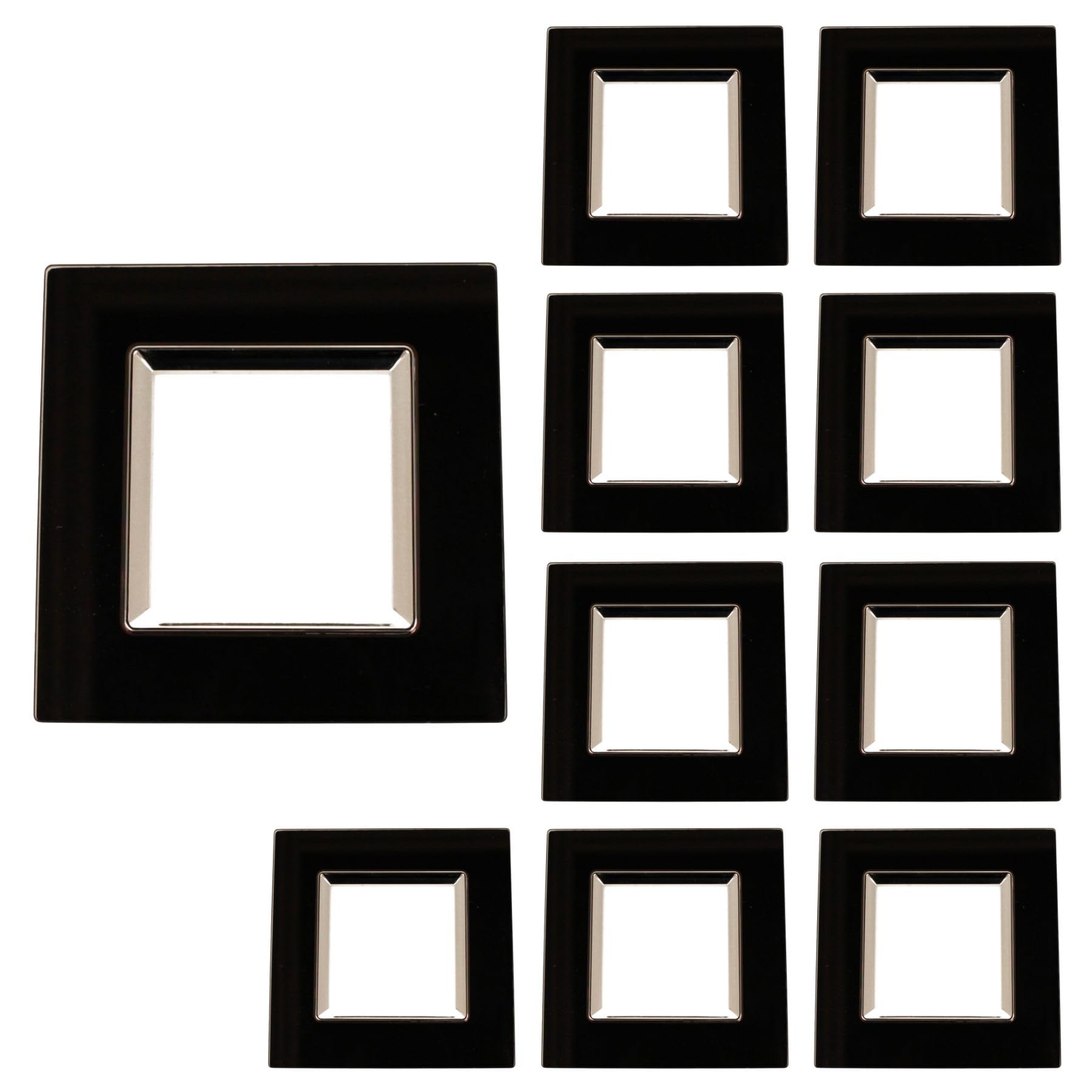 Plaque carrée en verre trempé noir 2 modules compatible Bticino Living Light lot de 10