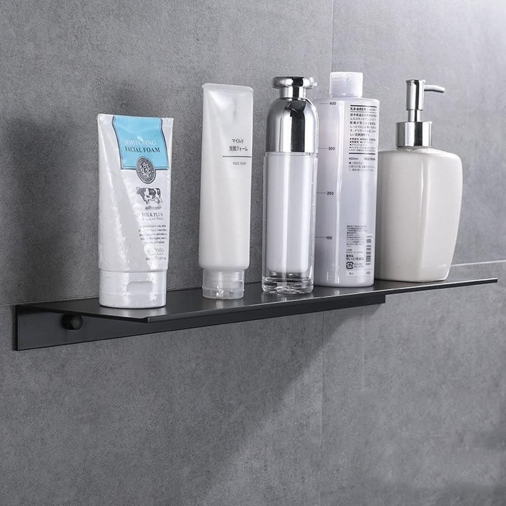 Black Space Aluminum Dressing Table Tray Wall Mount Multifunctional Shelving Bathroom Shelves Mounted Floating Metal Shelf Ledge Rustproof Kitchen Supplies Storage Rack(40cm)