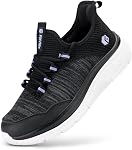 FitVille Femmes Large Chaussures de marche Slip Sur Course Chaussures de Tennis Tennis Breathable Gym Sports Athlétisme Lightweight Fashion Sneakers pour Flat Feet Plantar Fasciitis Talon Pain Relief - V7