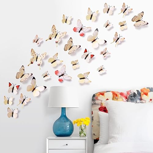 Miniatura 7 de LiveGallery 72 calcomanías de pared de mariposas 3D extraíbles para bricolaje, mariposas coloridas, decoración artística, murales para el hogar,