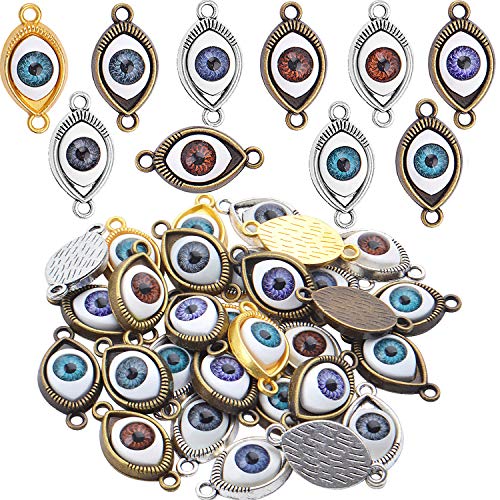 30pcs Antique Eye Shaped Charms Mixed Evil Eye Pendants with 2 Large Holes for Crafting Jewelry Making 30pcs Antique Eye Shaped Charms Mixed Evil Eye Pendants with 2 Large Holes for Crafting Jewelry Making