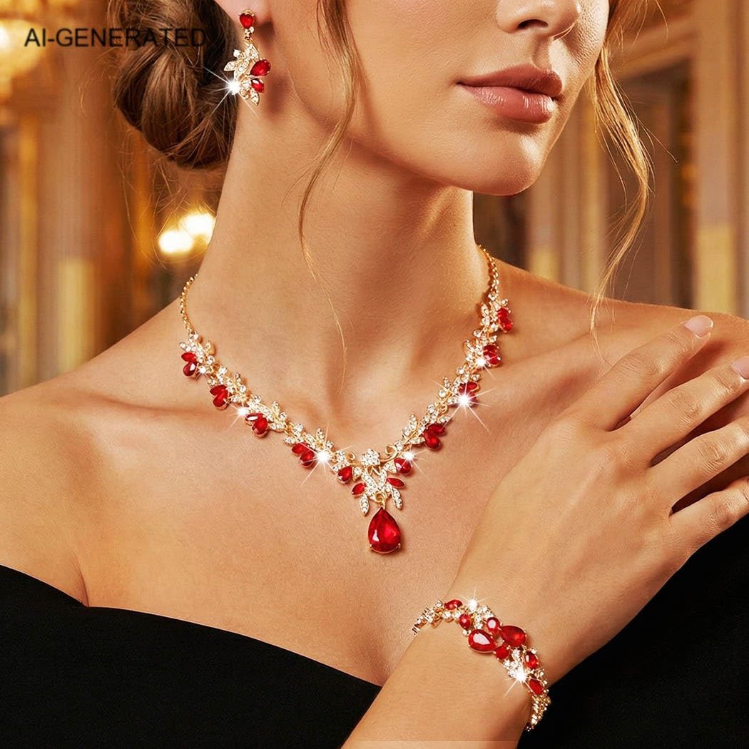 Sixexey Set di gioielli da sposa in cristallo con strass per il collo, accessori per le donne