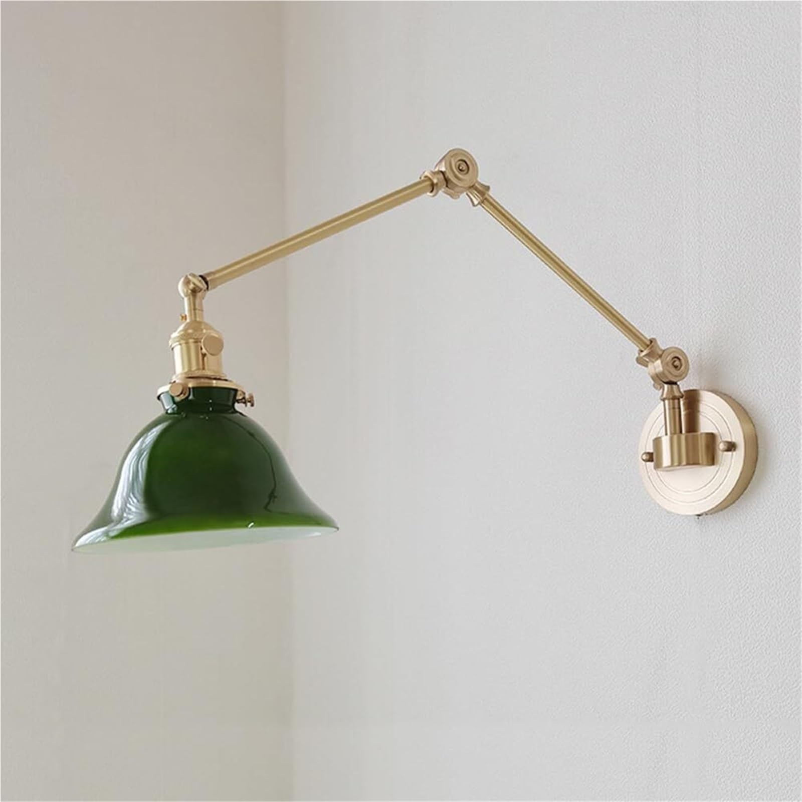 Lampada da Parete Vintage Industriale con Luce in Vetro per Interni, Applique in Ottone con Base E27, Luce Girevole a 180 Gradi per Camera da Letto, Soggiorno, Comodino