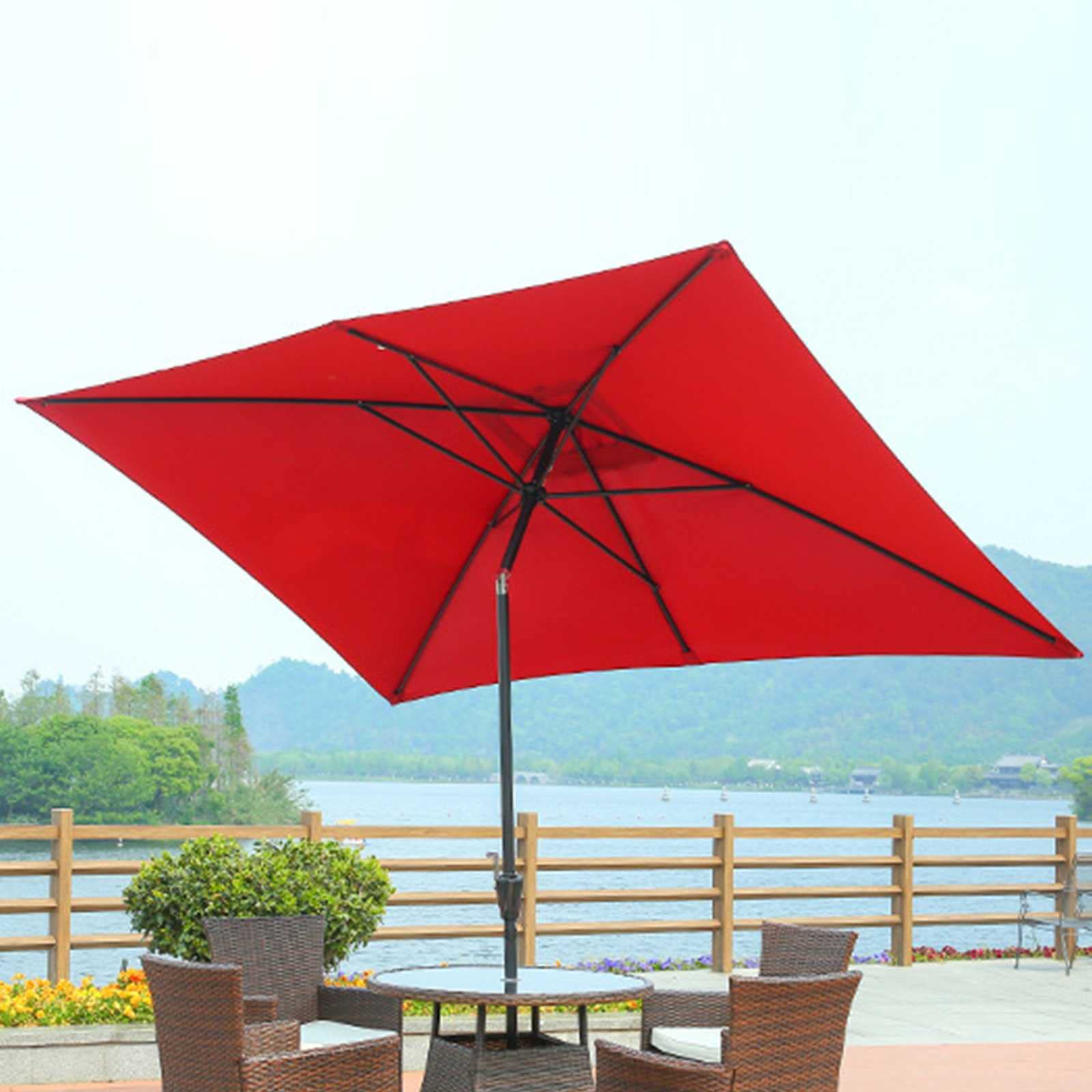 Parasol ogrodowy,Duży parasol ogrodowy, odkryty parasol stołowy do basenu z odpornym na przechylanie i korbę, chroniony przed promieniowaniem UV do trawnika ogrodowego na podwórku