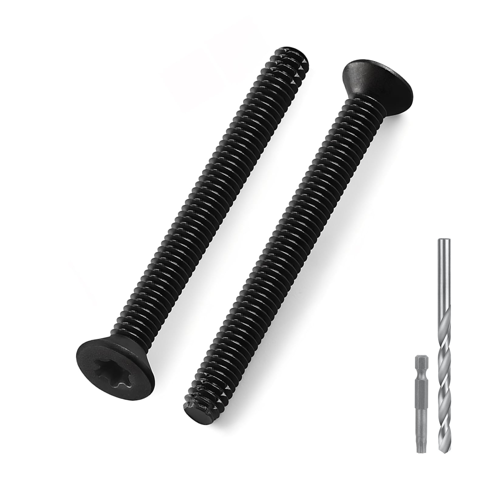 Craedli 5/16-18 x 2-1/2" Trailer Deck Screws,Flat Head Floorboard Screws, Type F, (Star - Six Lobe - Torx Drive), Black Phosphate Finish, Countersunk，