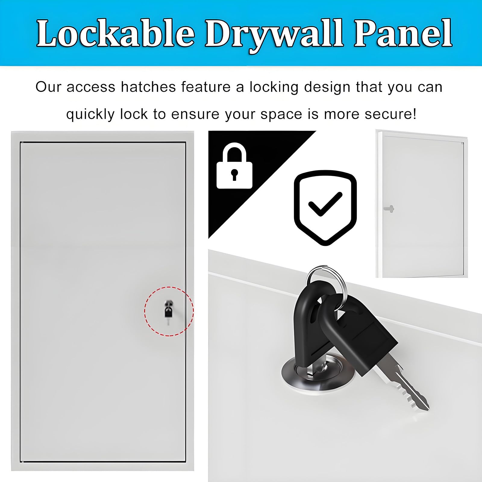 Panel de acceso para plomería, panel de acceso para pladur sellado e insonorizado con cerradura, puerta empotrada para conducto de lavandería/panel de cubierta oculta para hidrante. 32x36in/80x90cm