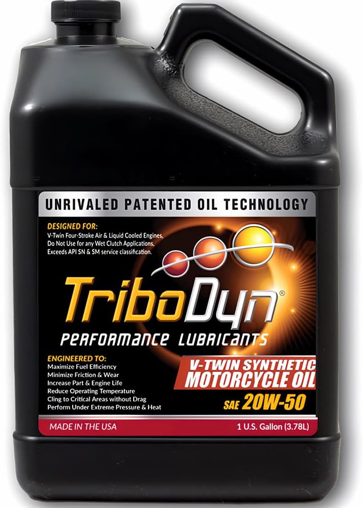 Patented 20W-50 Synthetic V-Twin Motorcycle Oil - Ceramic Coating Technology for Extreme Heat Resistance, Reduced Friction & Superior Wear Protection (1 Gallon)