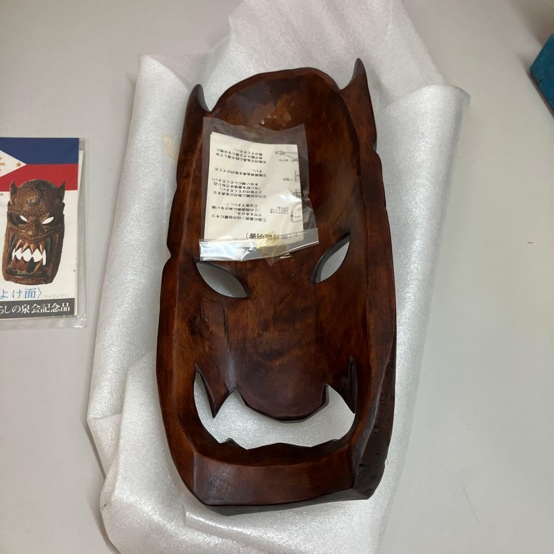 Amazon.co.jp: 木製 木彫り 鬼 般若 お面 はんにゃ 能面 木彫 鬼面 魔