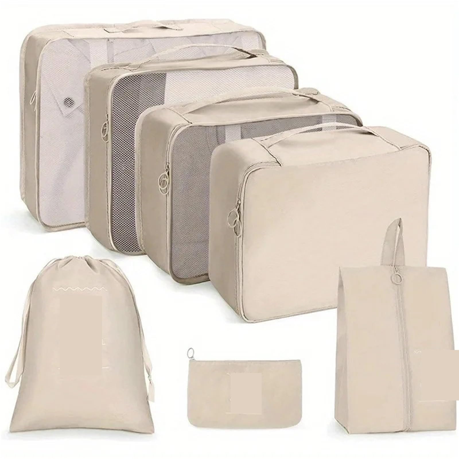 Packing Cubes for Suitcase 7PCS Travel Storage Bag Set Luggage Underwear Clothes Organiser(Beige)