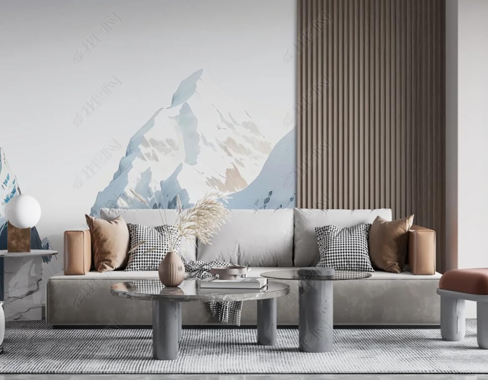 Papier peint intissé montagne enneigée pour illuminer une chambre sombre - 2