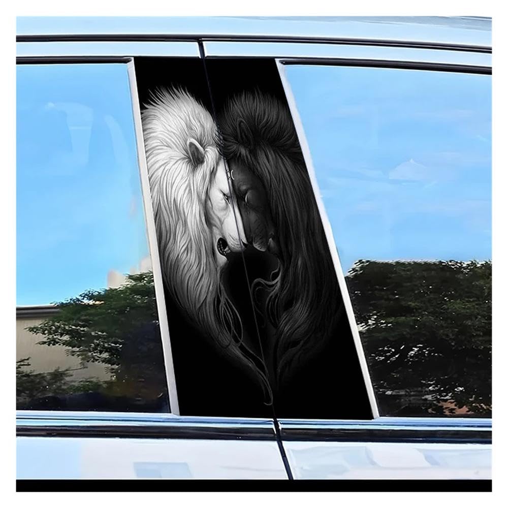 Dabhuoc One Color Car Parts 2Pcs Car Door Pillar Decoration Sticker Sun And Moon Lions Scratch Protection