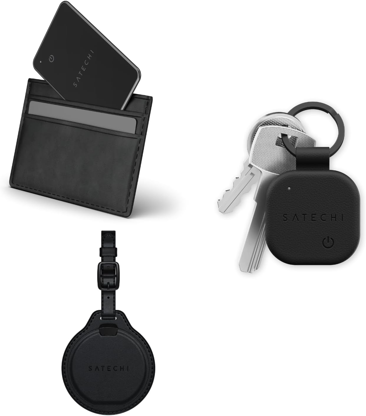 Satechi FindAll with Find My, Wallet Card & Keychain & Luggage Tag, Wireless Rechargeable, Location Tracker - Black