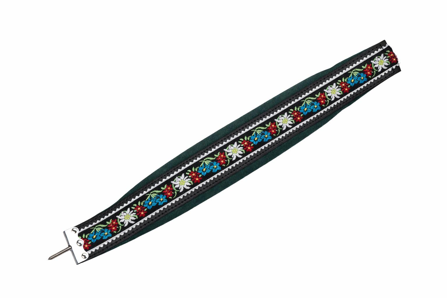 Generisch Steirische Harmonika 4-reihig Bassriemen Bassgurt + Spindel Edelweiss grün