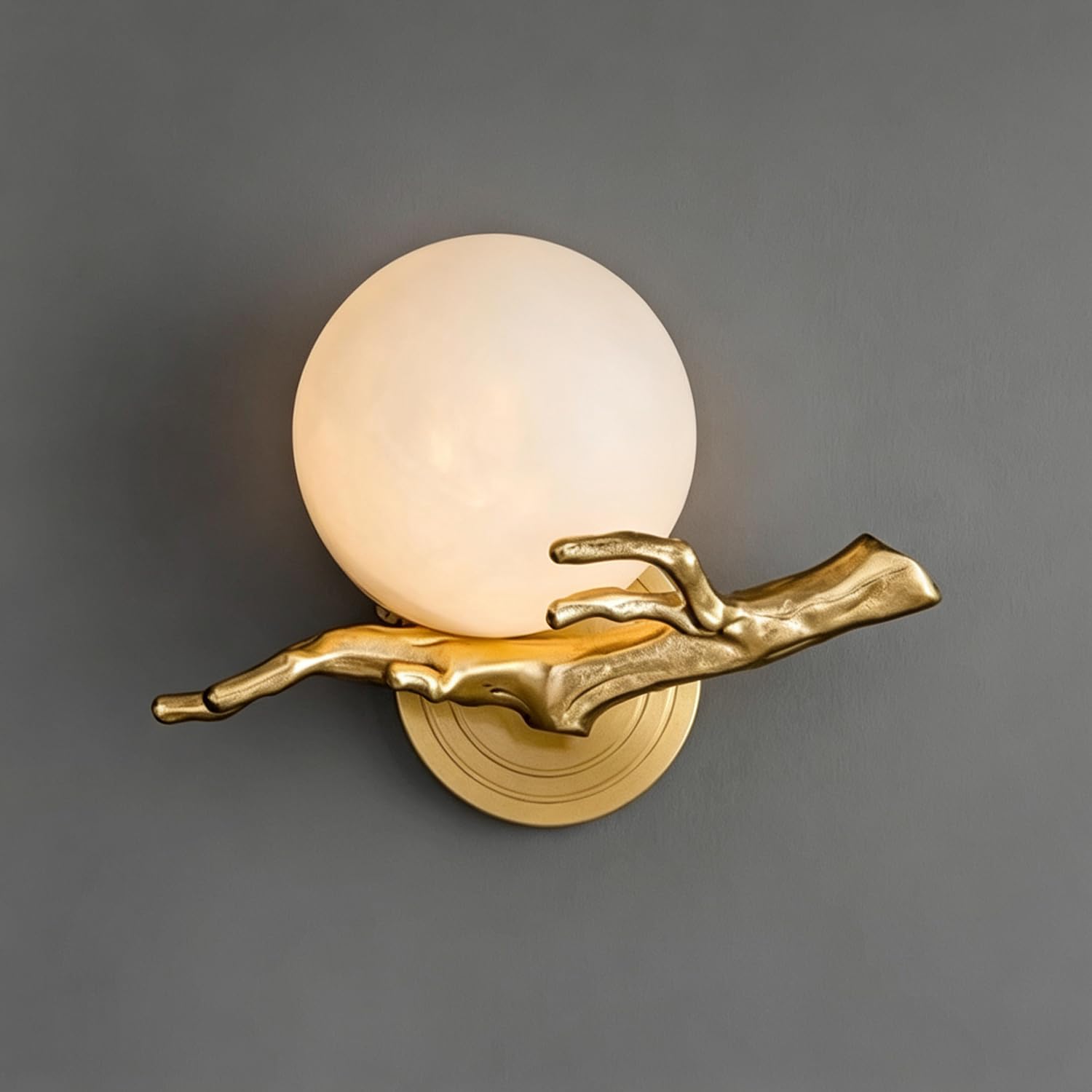 Kikioo 11.8" Global Alabaster Wall Sconce for Living Room Bathroom G9