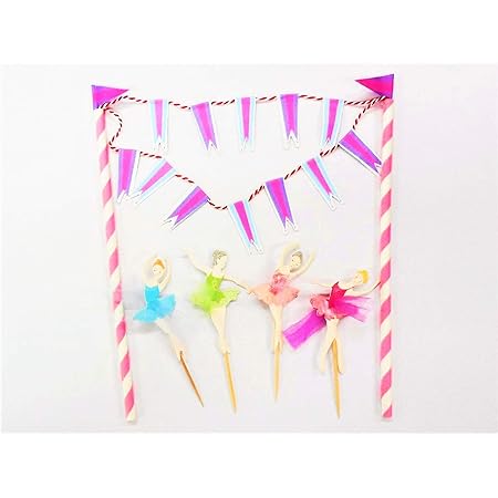 Amazon Co Jp ケーキトッパー デコレーション 飾り 女の子セット 手作り ケーキ 紙製 ホーム キッチン