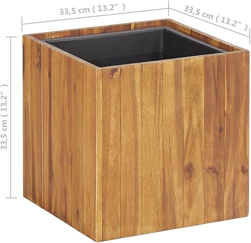 Miniatura 3 de vidaXL Maceta elevada de madera de acacia maciza natural para balcones, porches, patios, maceta de exterior resistente a la intemperie con parte