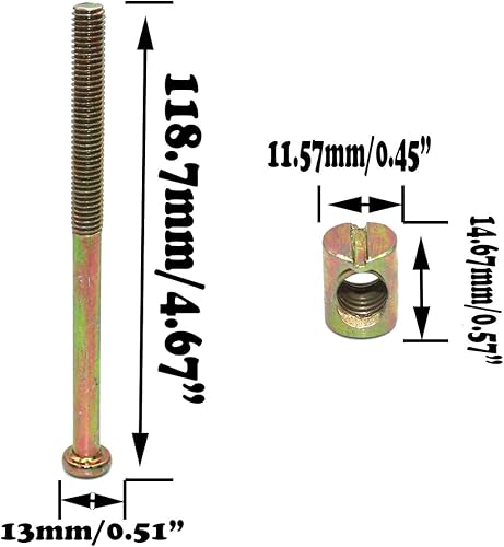 Miniatura 2 de FGen 18 Uds. Accesorios de cama para niños, tornillos hexagonales, cabeza de martillo, conector de tornillo tuerca de martillo M8-4.331 in