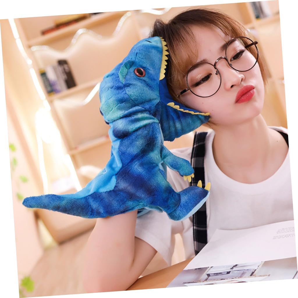 Marioneta de Mano de Dinosaurio para Niños, Juguete Interactivo de Felpa Algodón PP, Diseño Creativo y Color Azul para Juegos y Contar Historias