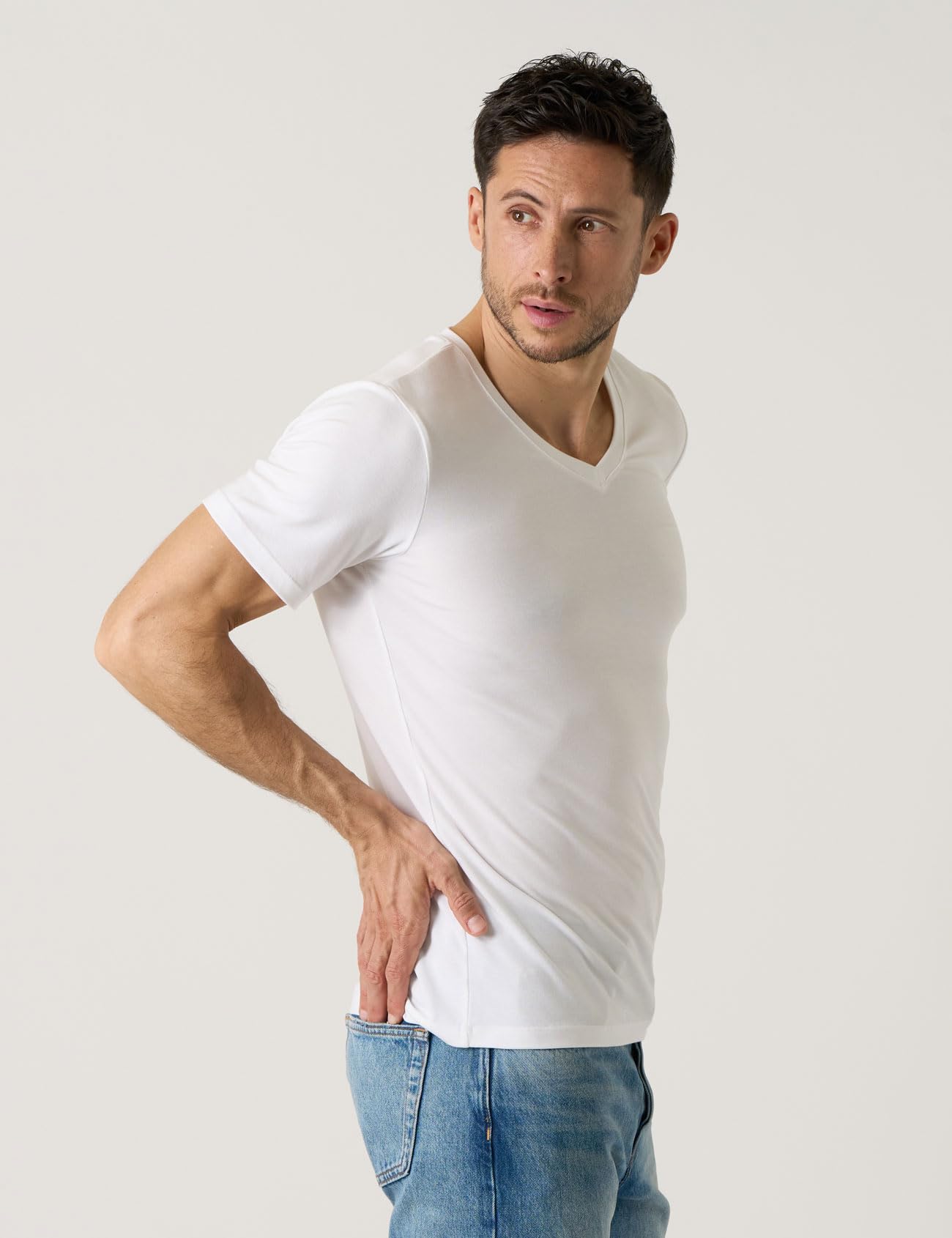 LAPASA Pacco da 2 T-Shirt Uomo Pacco da 2 Micromodal Maglietta Intima Girocollo Canottiera a Maniche Corte Regular Fit M07 M08